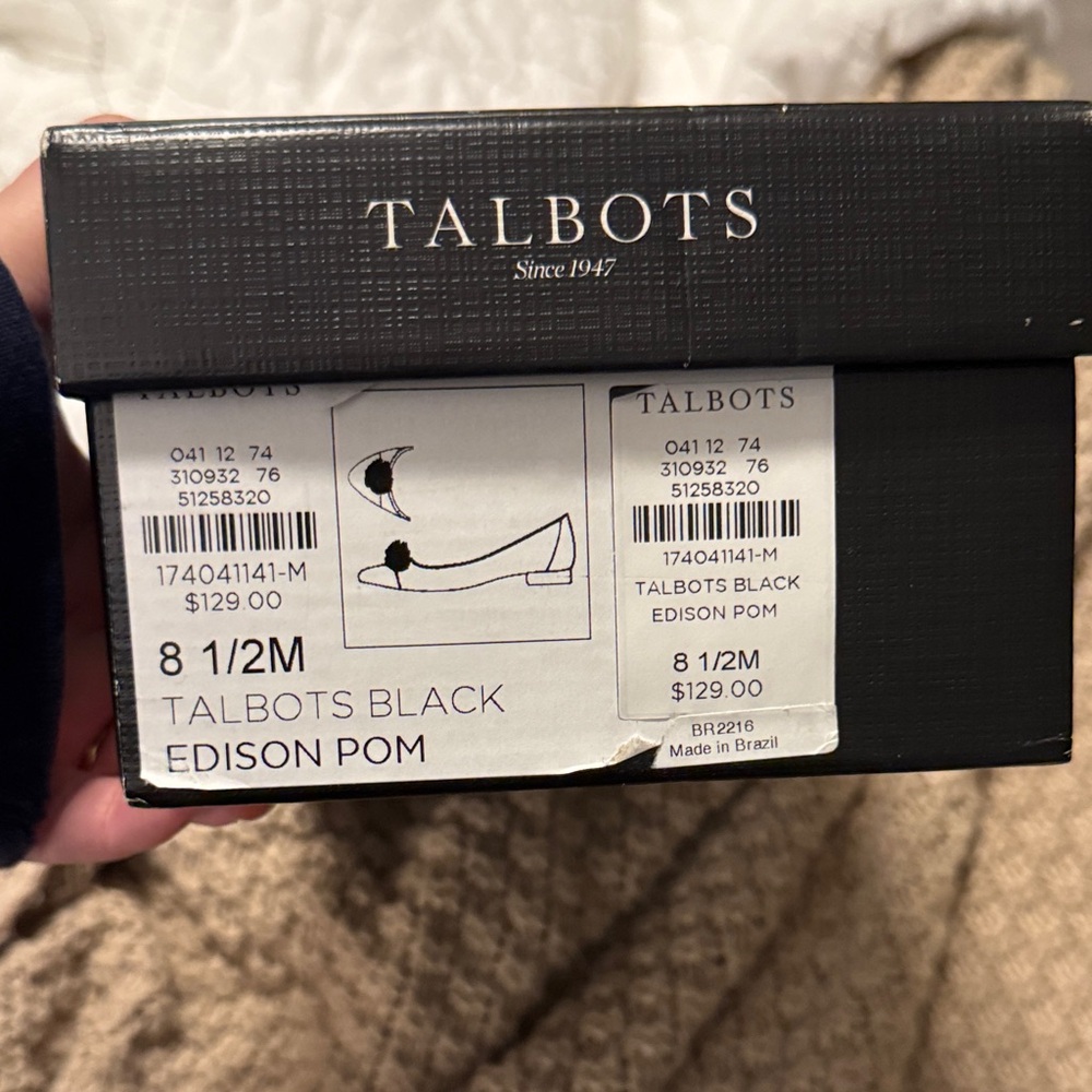 Talbots Black Mesh Flats with Pom Pom - Picture 7 of 7